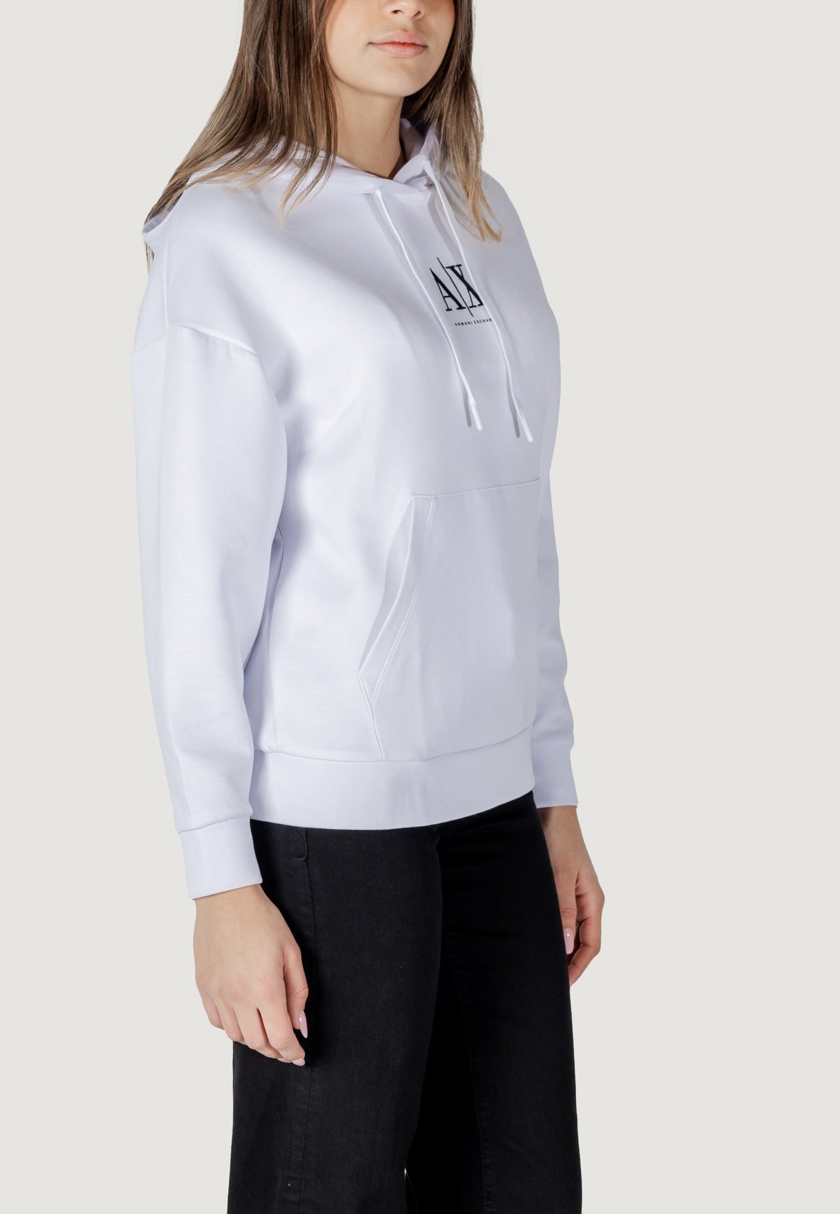 Armani Exchange Hoodie met Voorzakken Dames – Wit