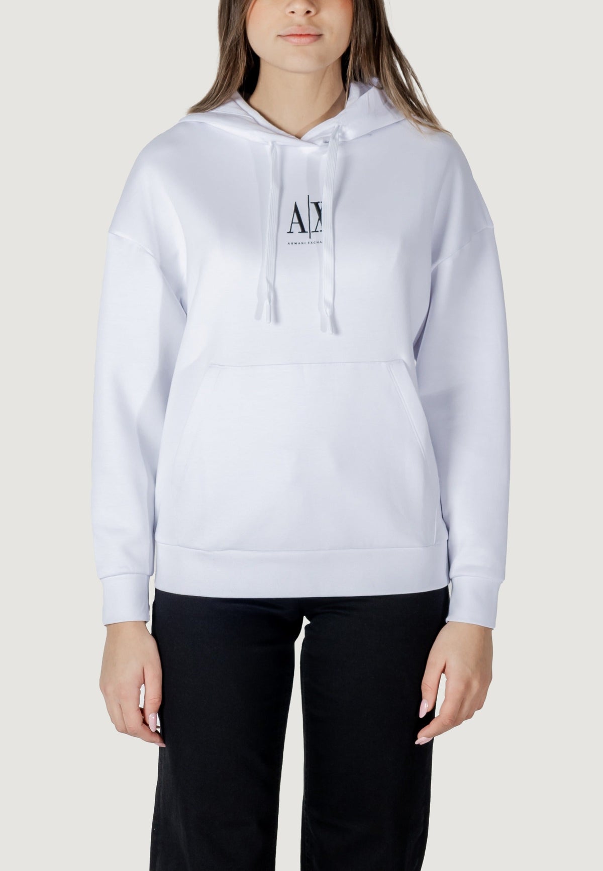 Armani Exchange Hoodie met Voorzakken Dames – Wit