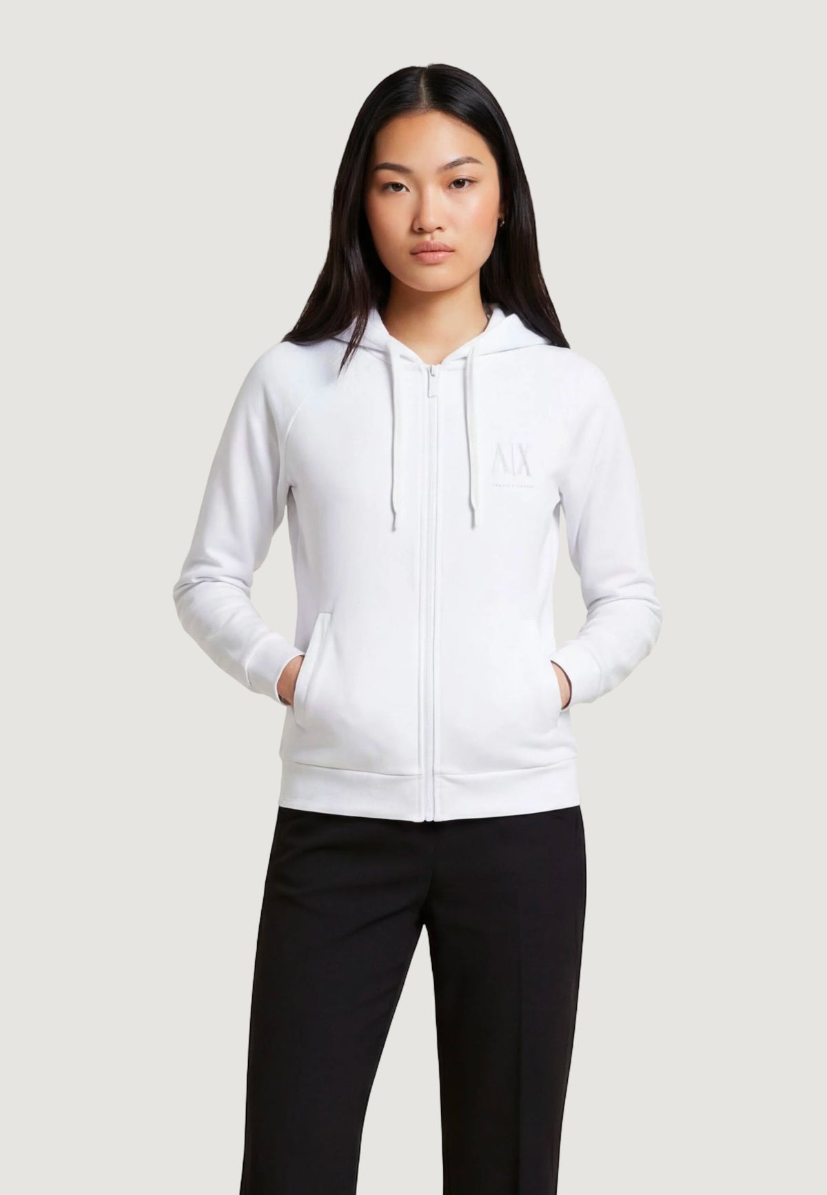 Armani Exchange Hoodie met Voorzakken Dames – Wit