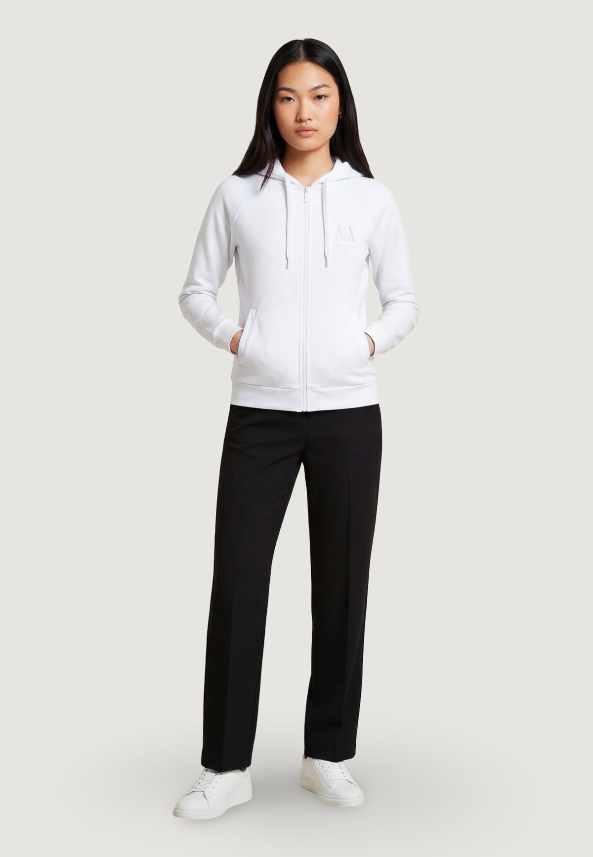 Armani Exchange Hoodie met Voorzakken Dames – Wit