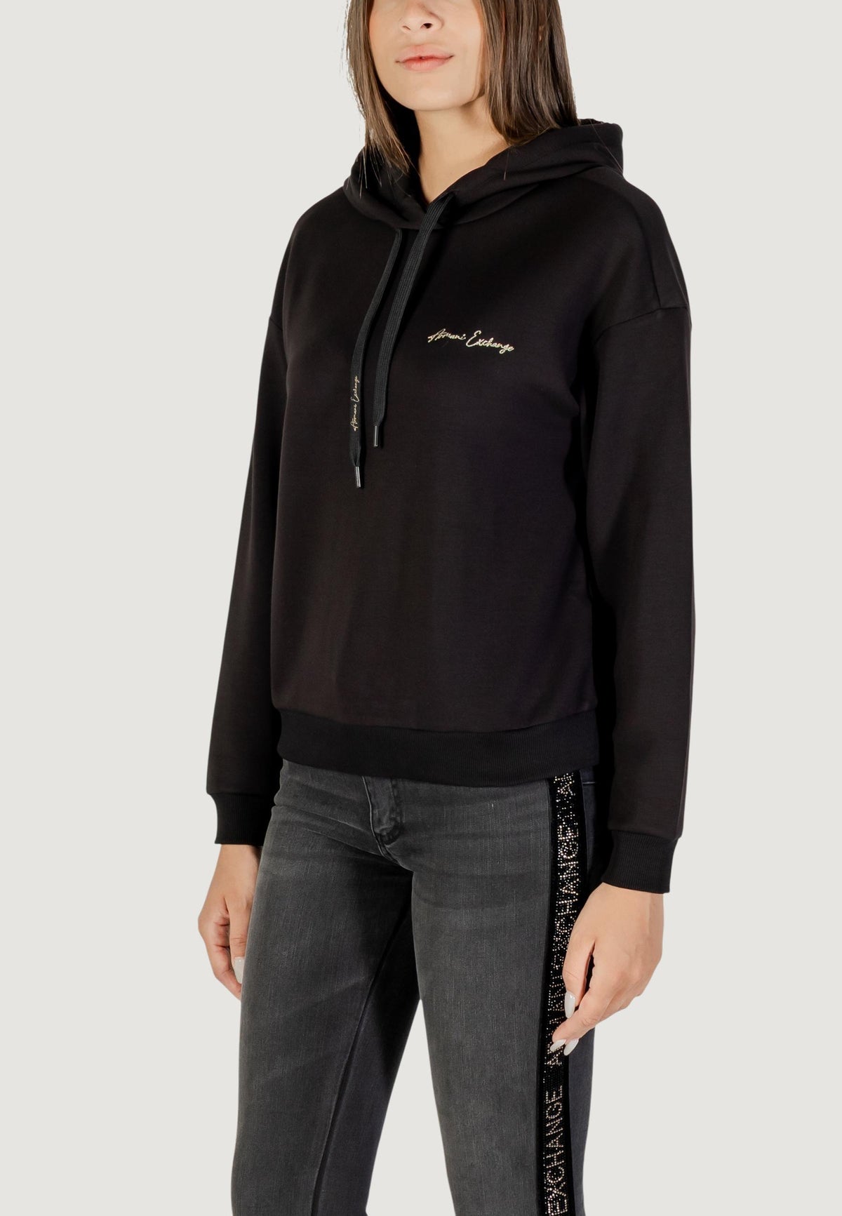 Armani Exchange Hoodie met Print Dames – Zwart