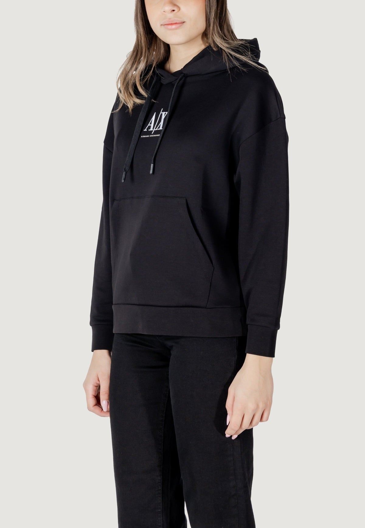 Armani Exchange Hoodie met Voorzakken Dames – Zwart