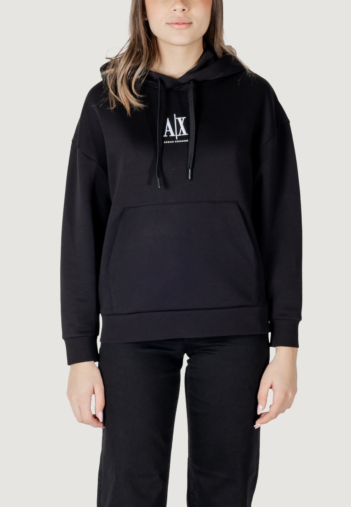 Armani Exchange Hoodie met Voorzakken Dames – Zwart