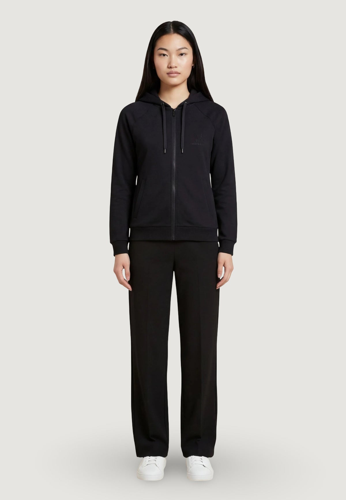 Armani Exchange Hoodie met Voorzakken Dames – Zwart