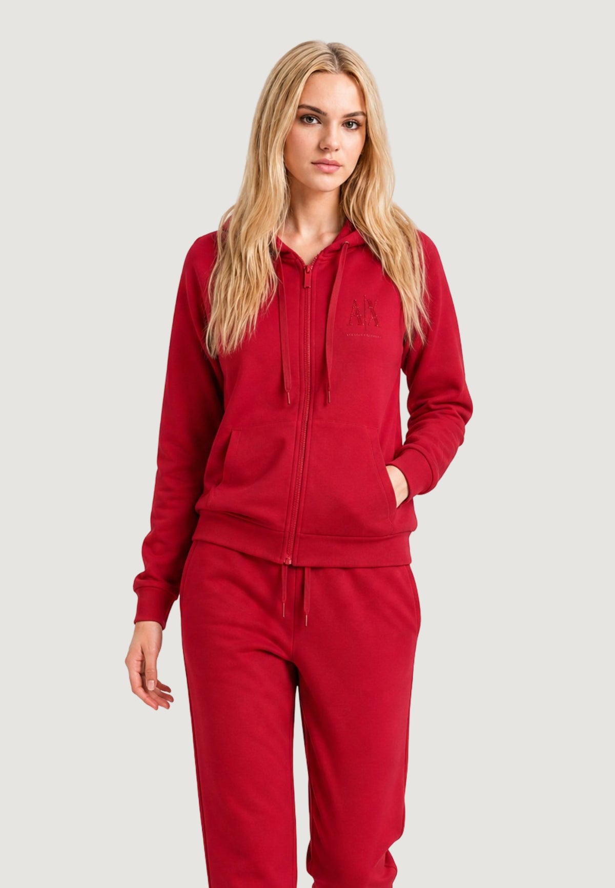 Armani Exchange Hoodie met Zijzakken – Rood