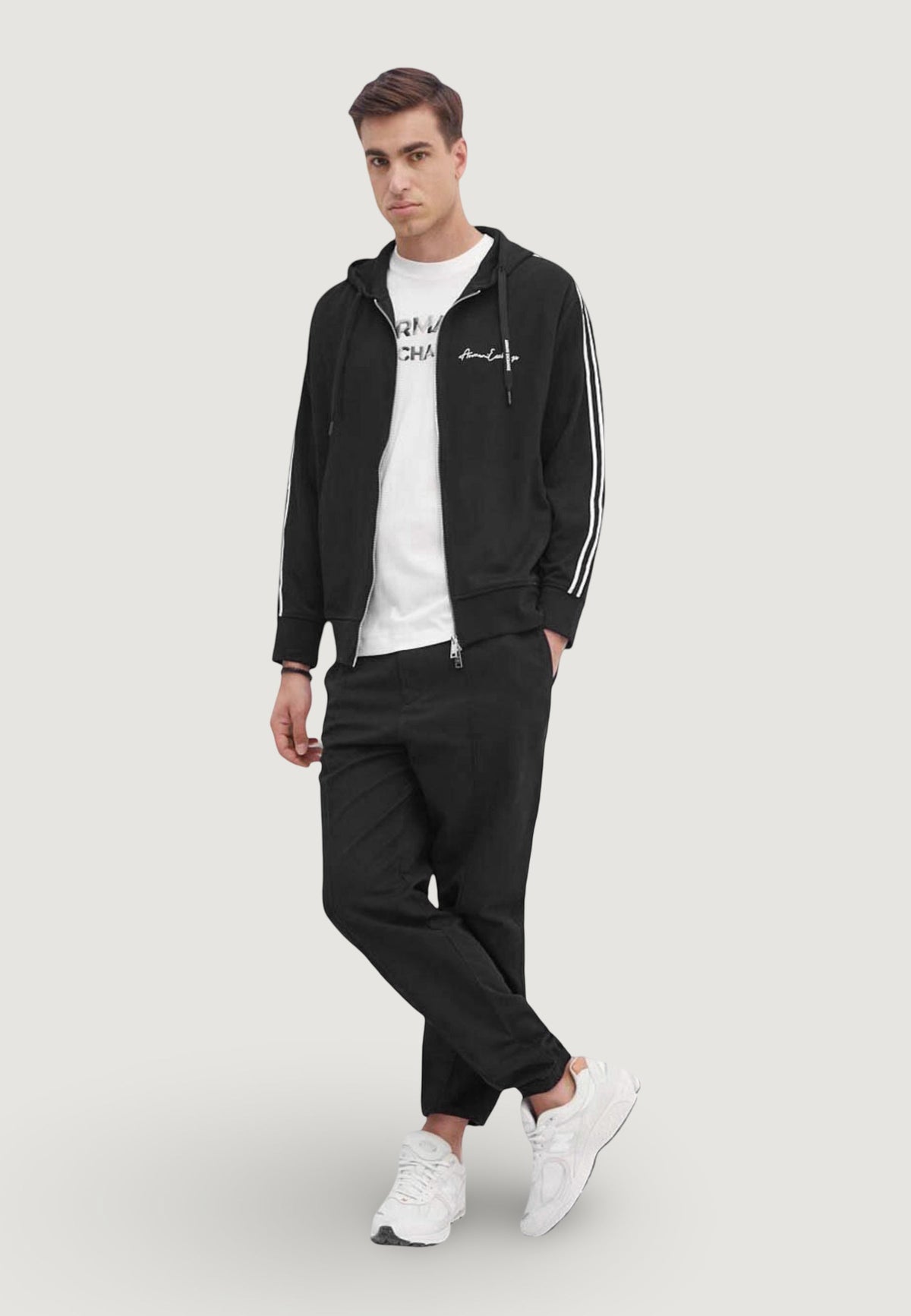 Armani Exchange Hoodie met Zijzakken – Zwart
