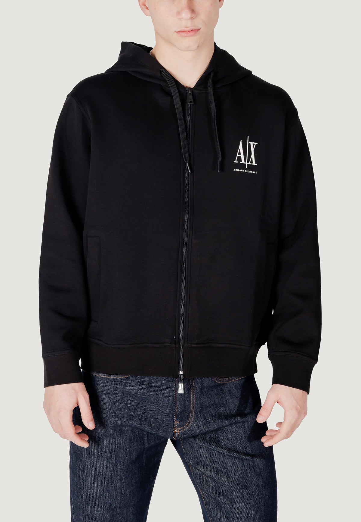 Armani Exchange Hoodie met Voorzakken Heren – Zwart