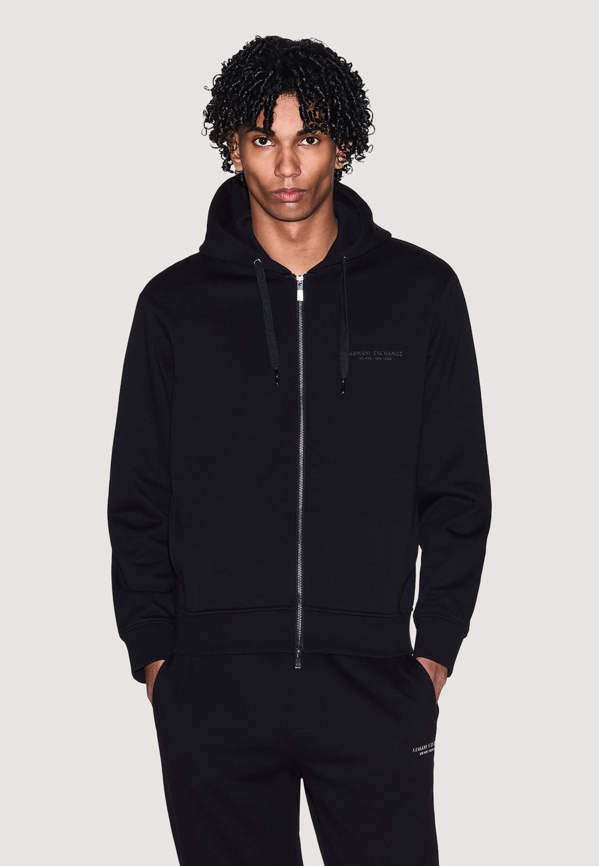Armani Exchange Katoenen Hoodie met Print – Zwart