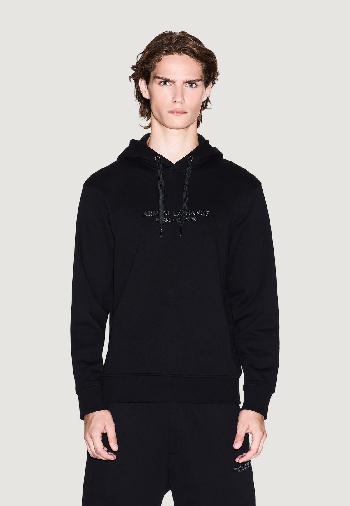Armani Exchange Katoenen Hoodie met V-hals – Zwart