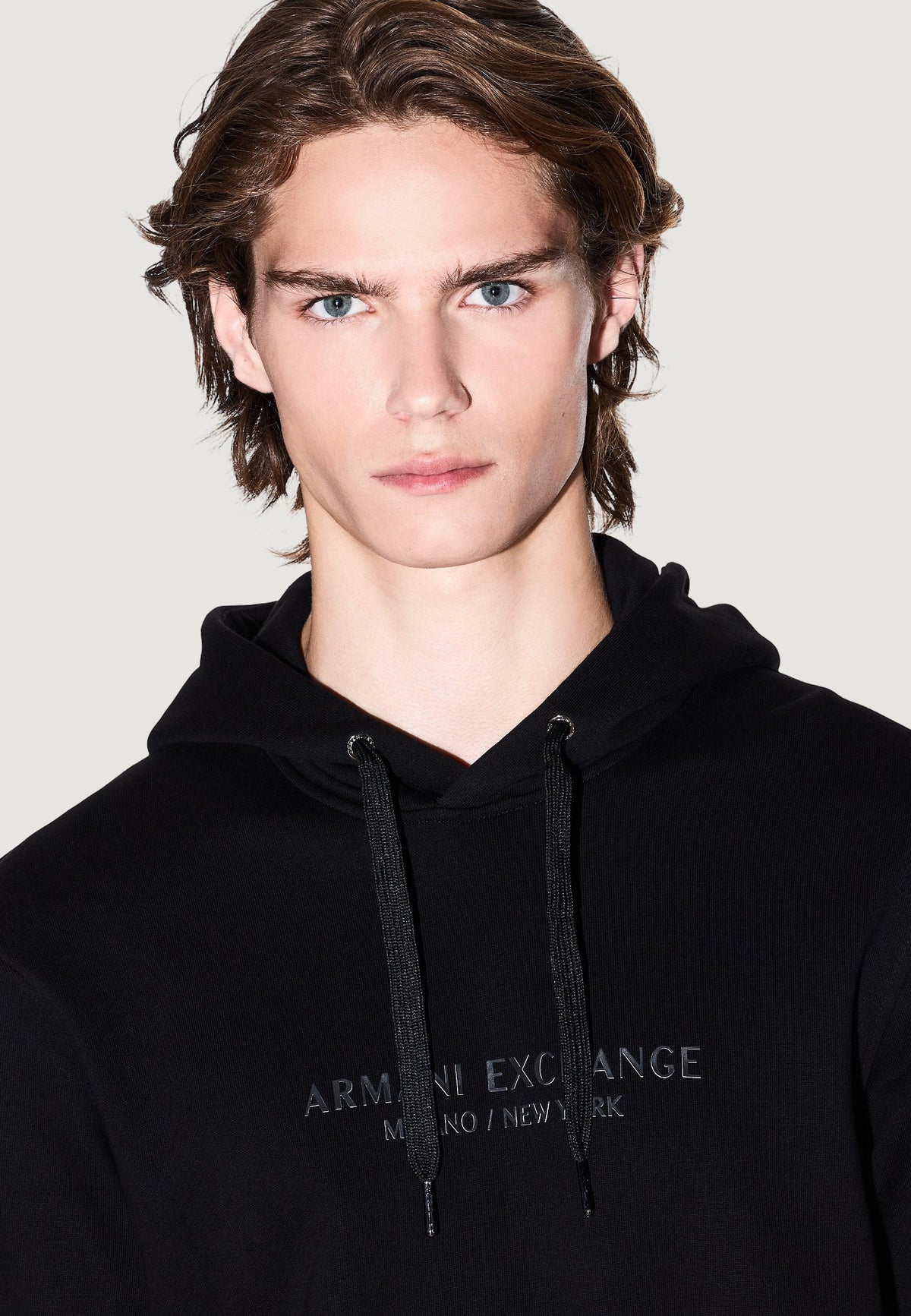 Armani Exchange Katoenen Hoodie met V-hals – Zwart