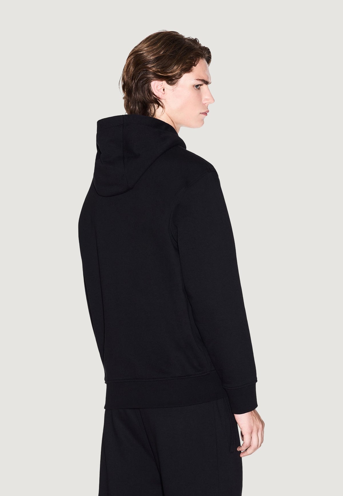 Armani Exchange Katoenen Hoodie met V-hals – Zwart