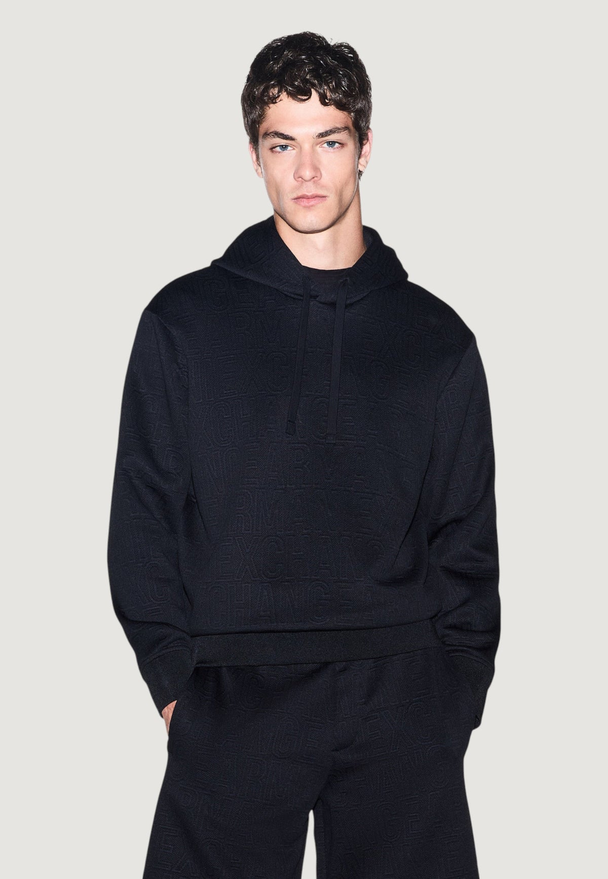 Armani Exchange Polyester Hoodie – Zwart