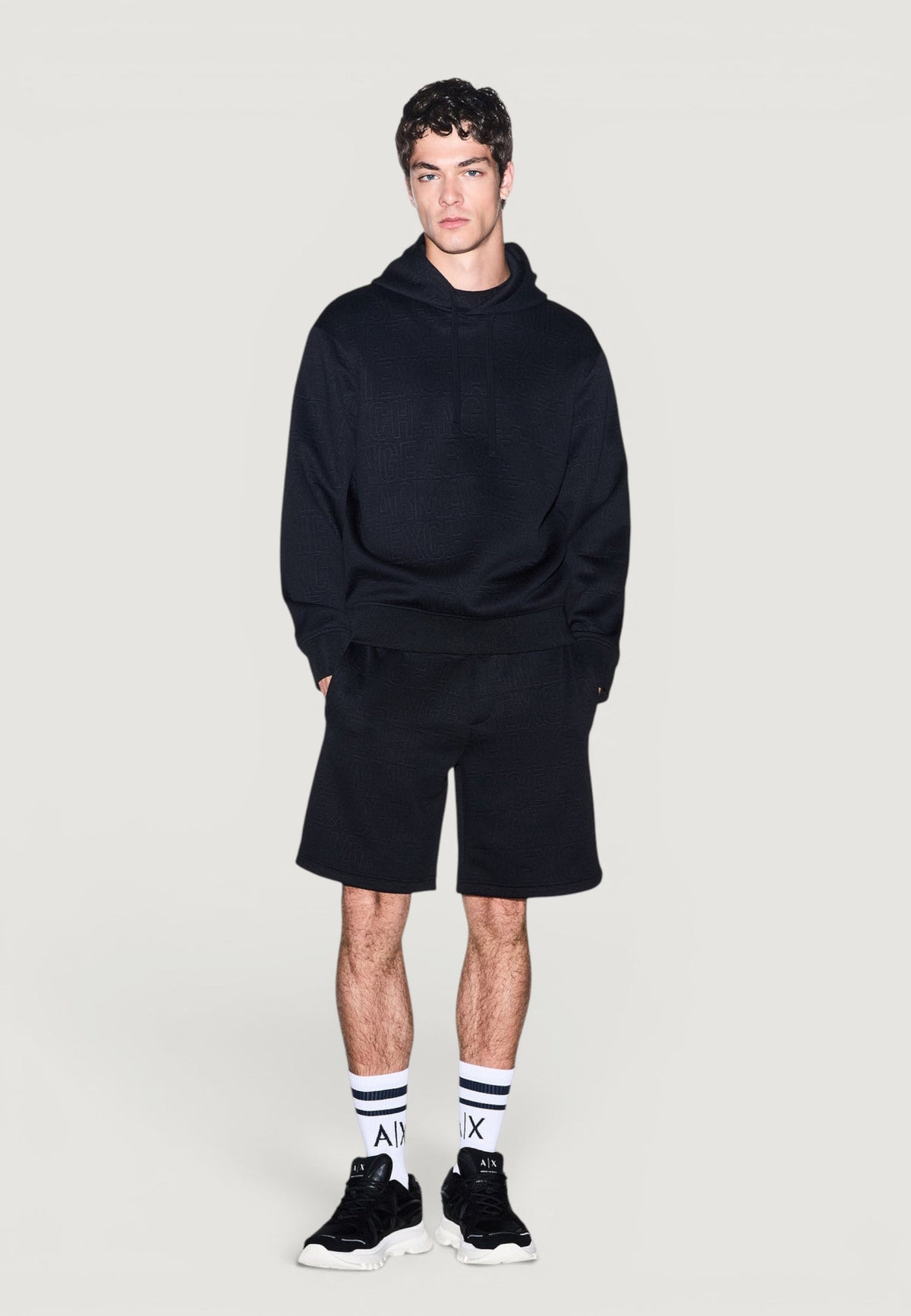 Armani Exchange Polyester Hoodie – Zwart