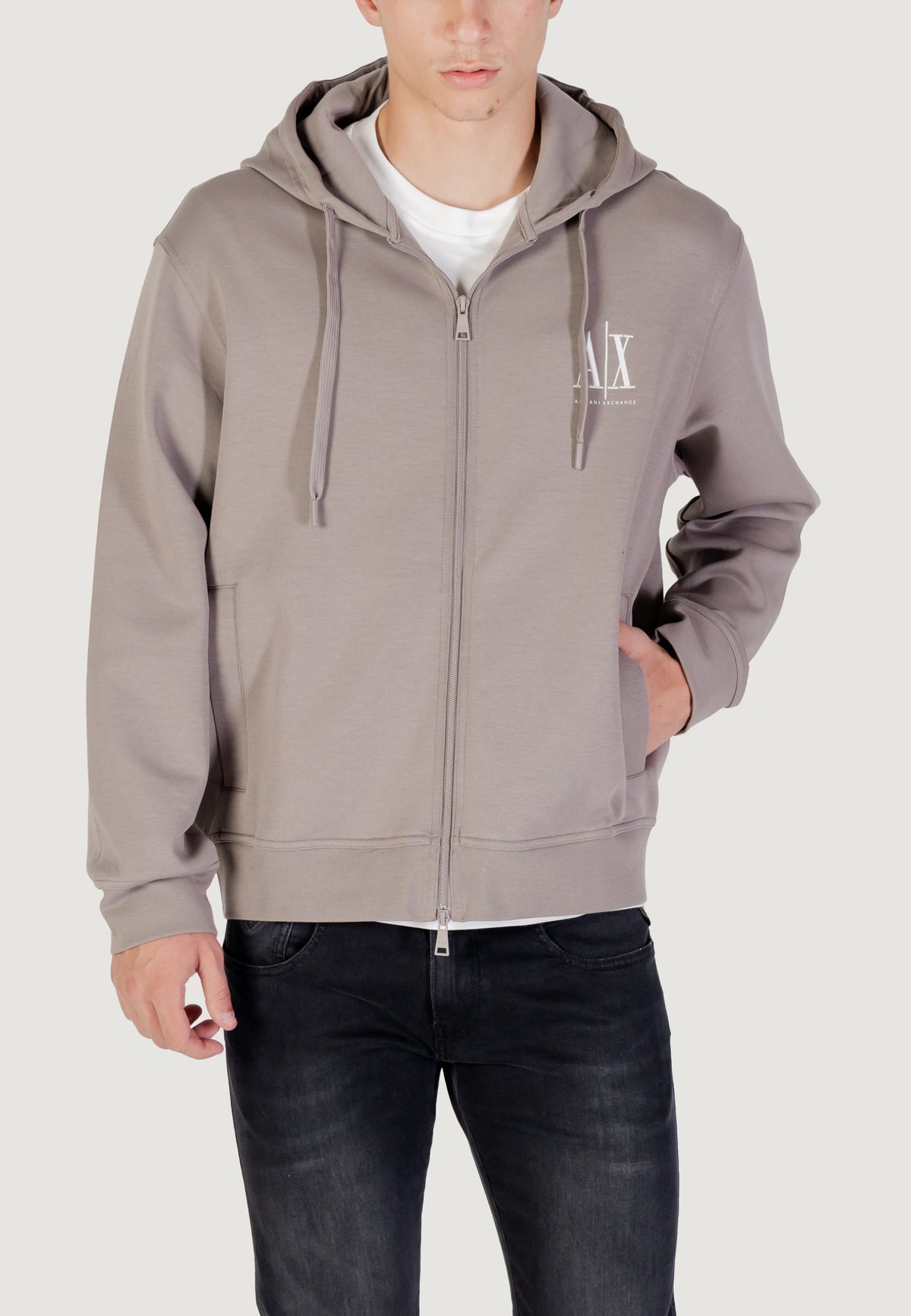 Armani Exchange Hoodie met Voorzakken Heren – Grijs
