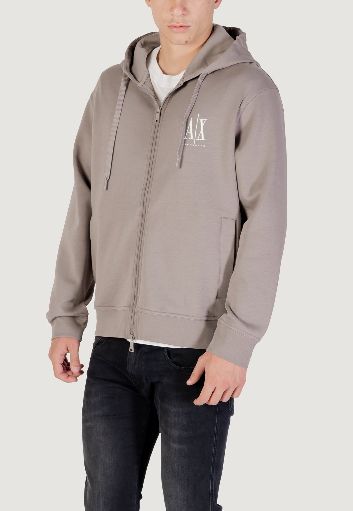 Armani Exchange Hoodie met Voorzakken Heren – Grijs