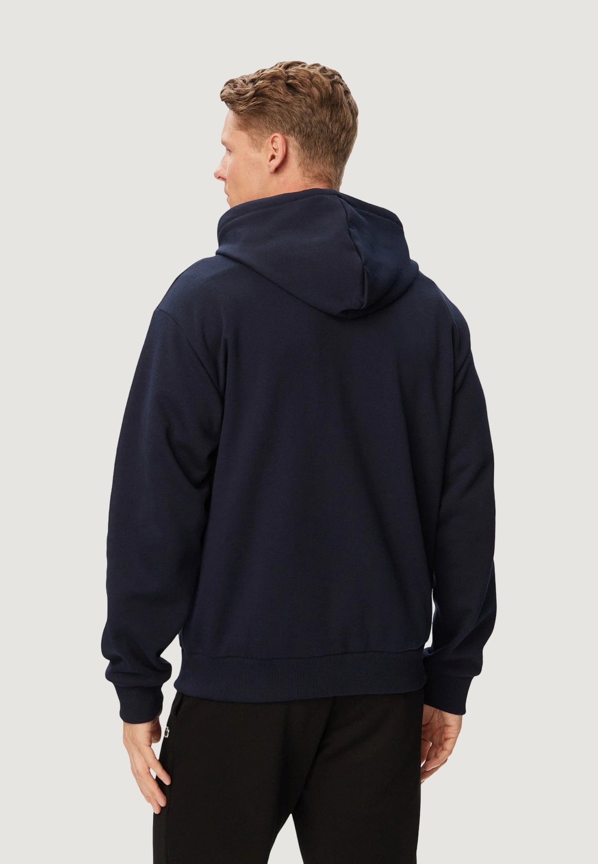 Lacoste Hoodie met rits en kangoeroezakken – Marineblauw