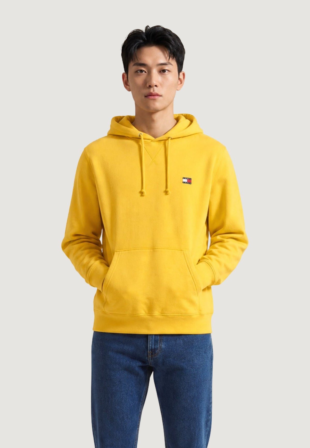 Tommy Hilfiger Hoodie met lange mouwen en zak – Geel