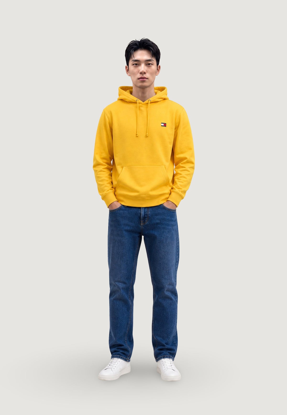 Tommy Hilfiger Hoodie met lange mouwen en zak – Geel