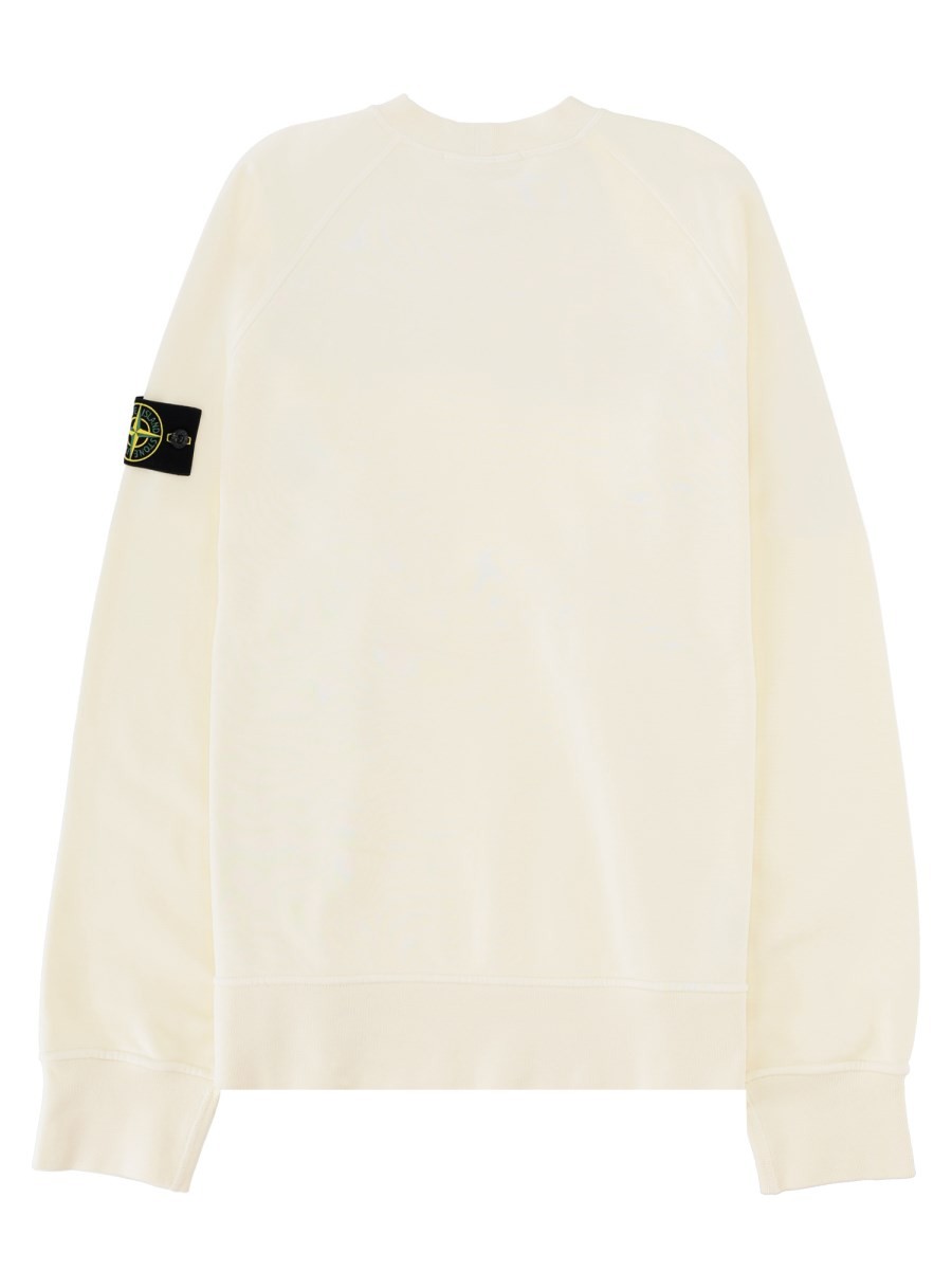Stone Island Katoenen Sweatshirt met logopatch – Ivoor