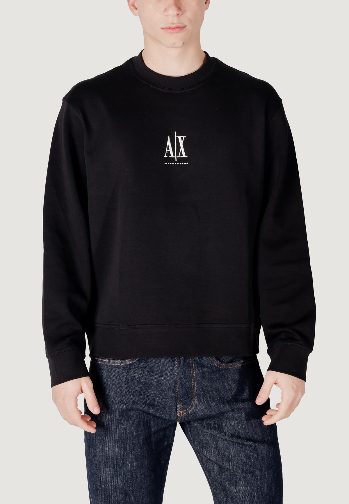 Armani Exchange Sweater met Ronde Hals Heren – Zwart