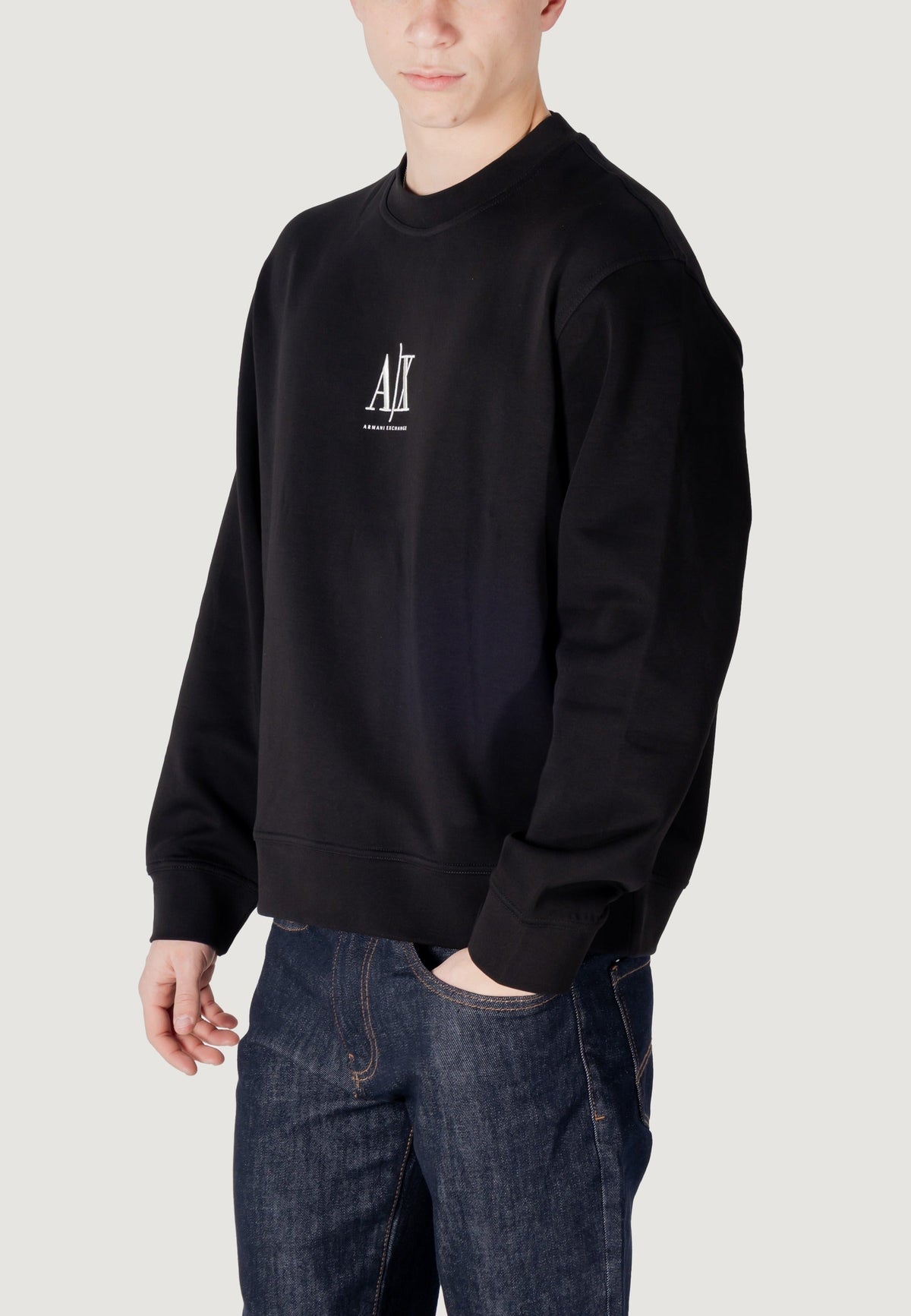 Armani Exchange Sweater met Ronde Hals Heren – Zwart