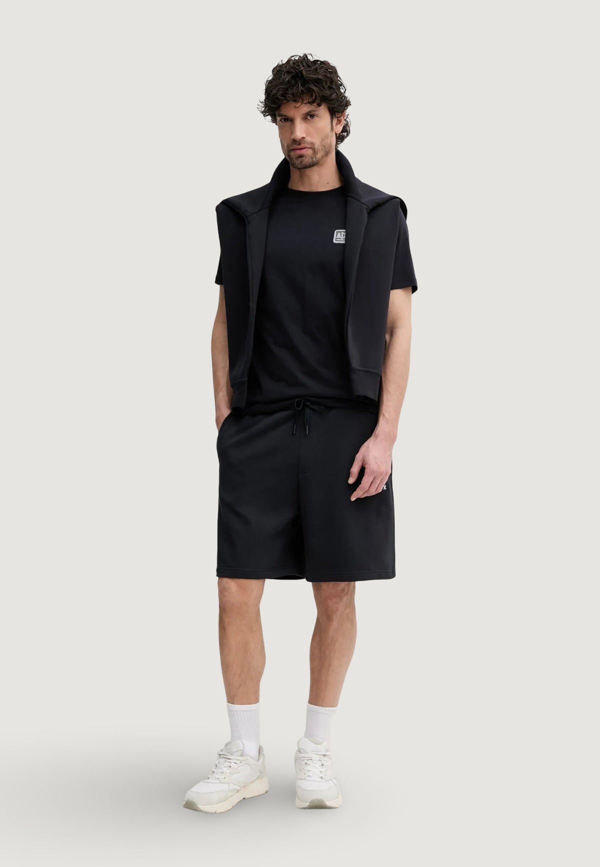 Armani Exchange Sweater met Print en Hoge Hals – Zwart