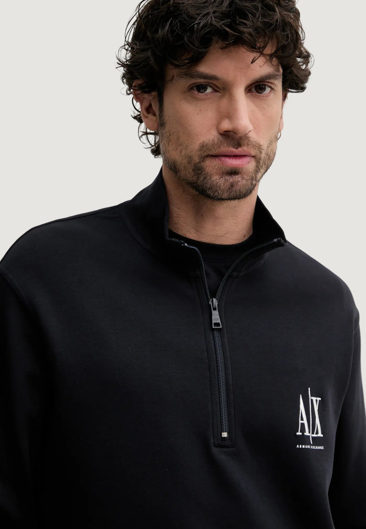 Armani Exchange Sweater met Print en Hoge Hals – Zwart