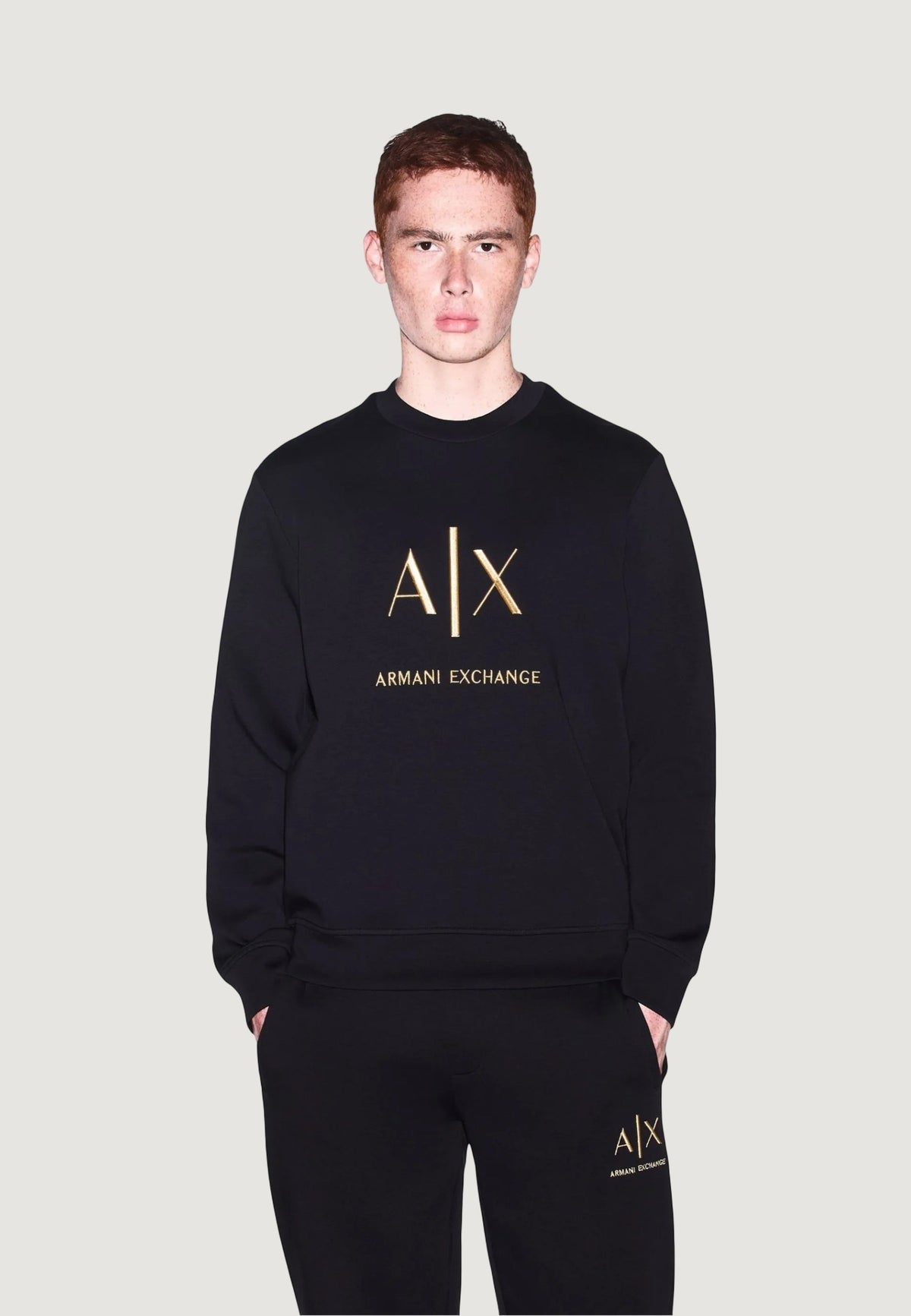 Armani Exchange Sweater met Ronde Hals – Zwart