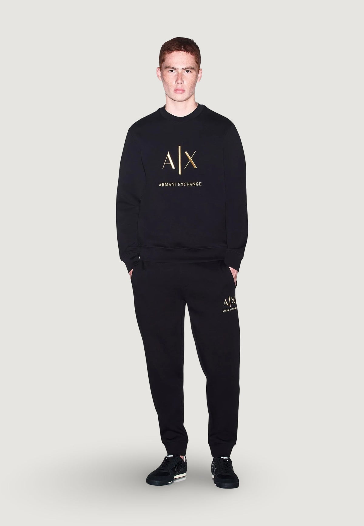 Armani Exchange Sweater met Ronde Hals – Zwart