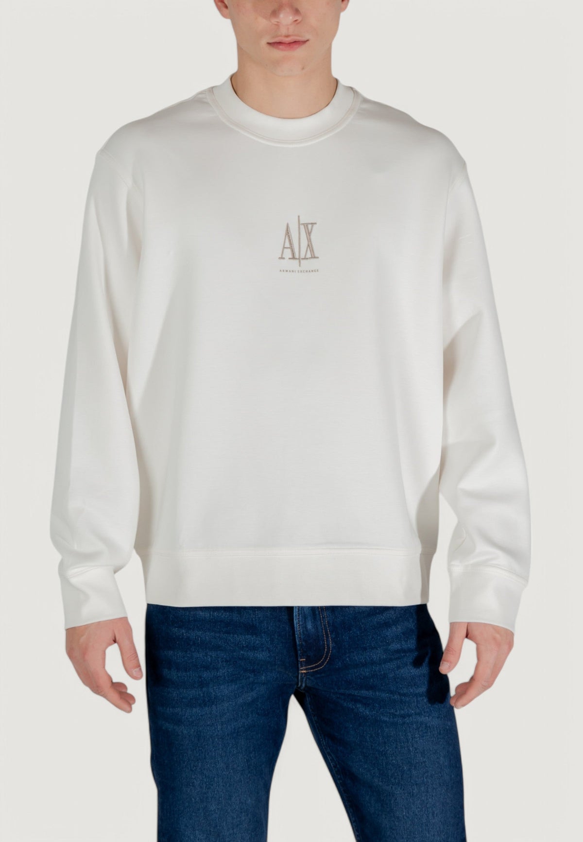 Armani Exchange Sweater met Ronde Hals Heren – Wit