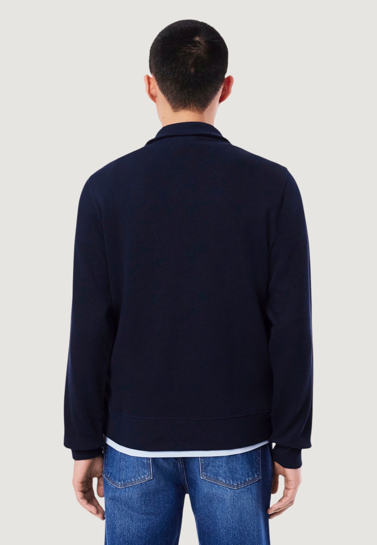 Lacoste Katoenen sweater met halve rits en krokodillenlogo – Marineblauw