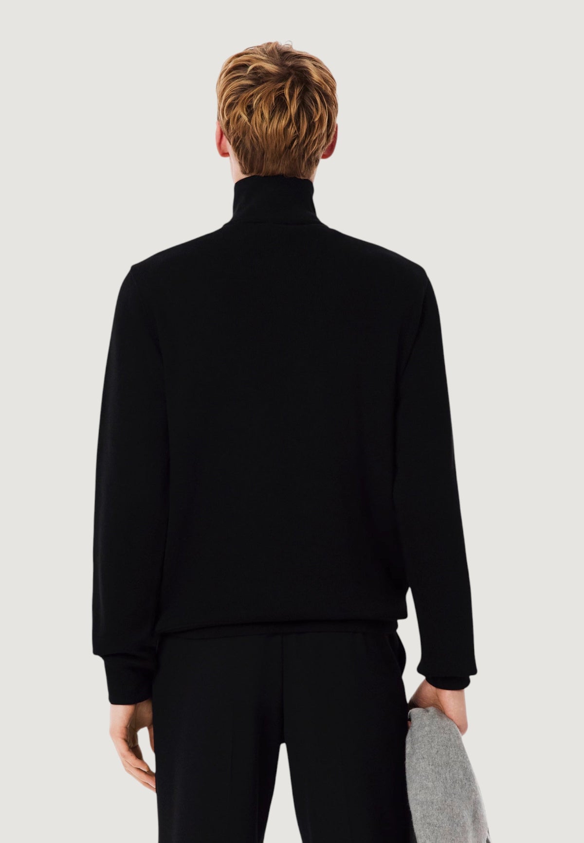 Lacoste Katoenen sweater met halve rits en krokodillenlogo – Zwart