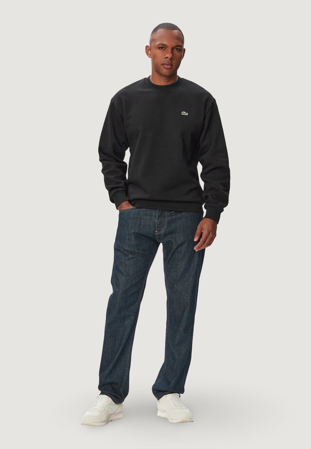 Lacoste Sweater met ronde hals – Zwart