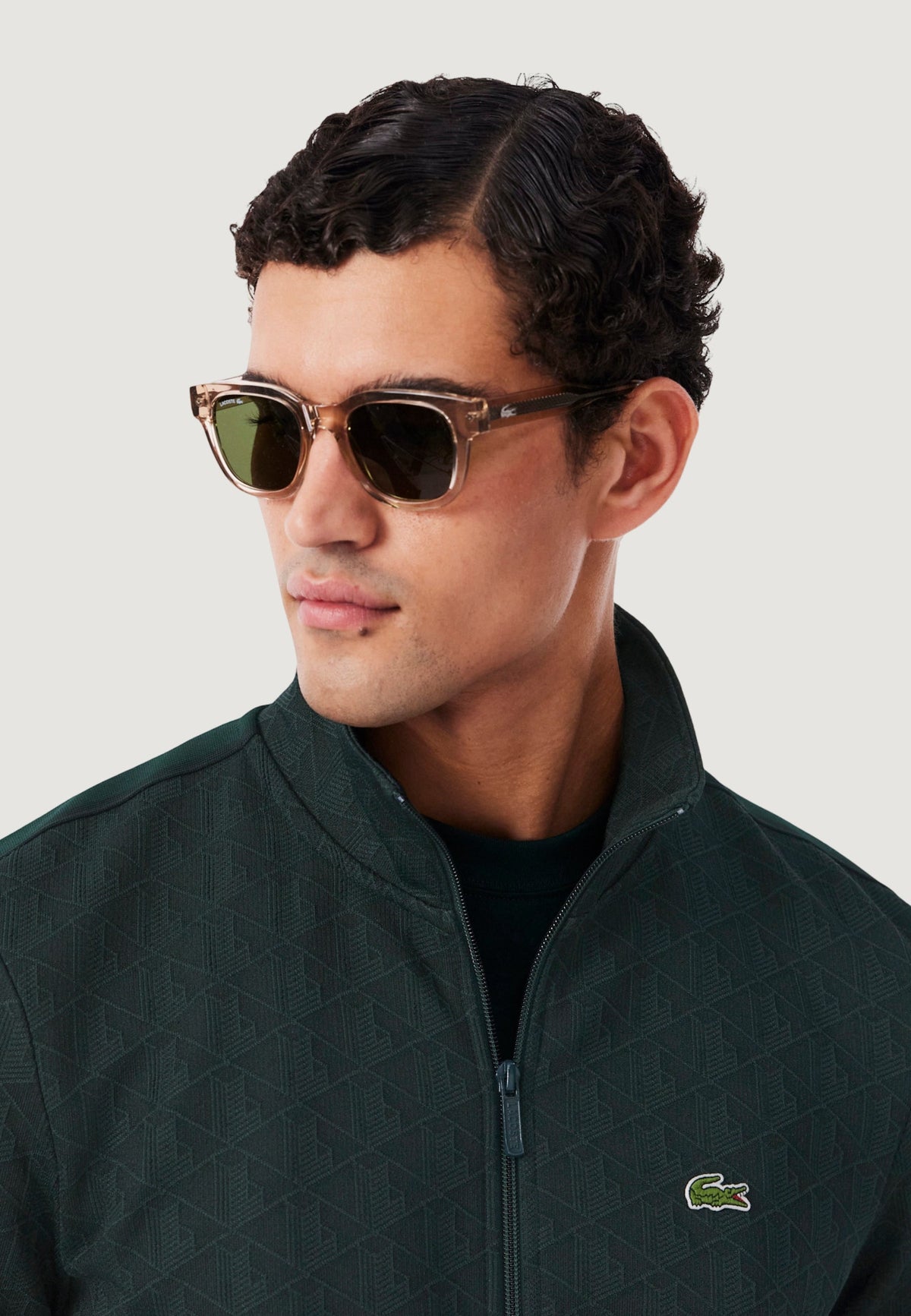 Lacoste Jacquard sweater met rits – Groen