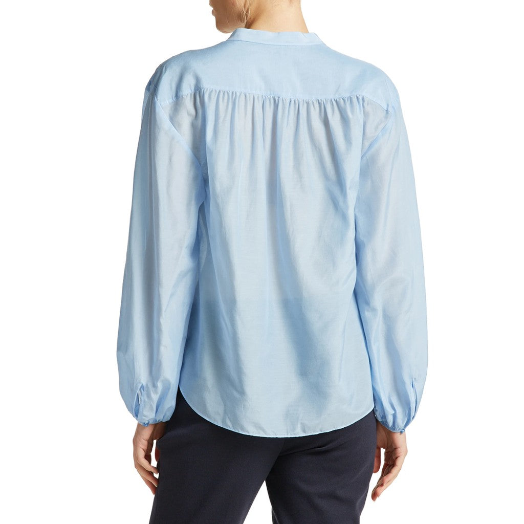 Gant Blouse van katoen en zijde – Lichtblauw