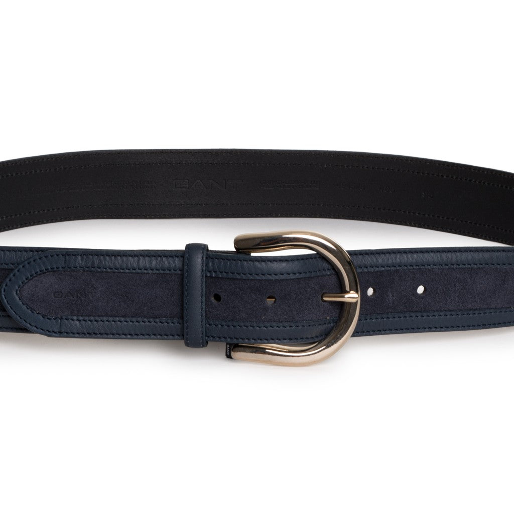 Gant Brede leren riem – Donkerblauw