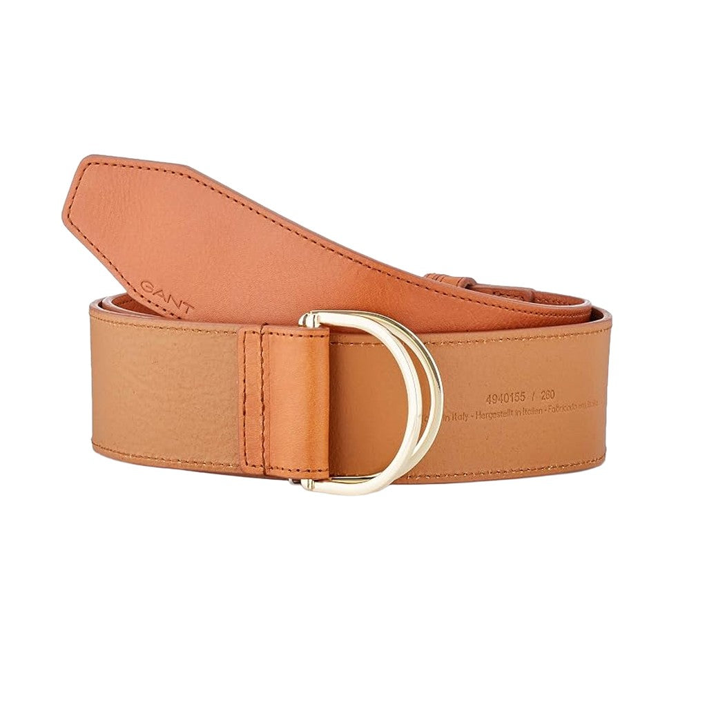Gant Brede leren riem met D-ring – Camel
