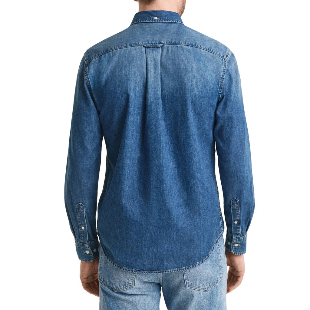 Gant Denim overhemd met logoborduring – Blauw