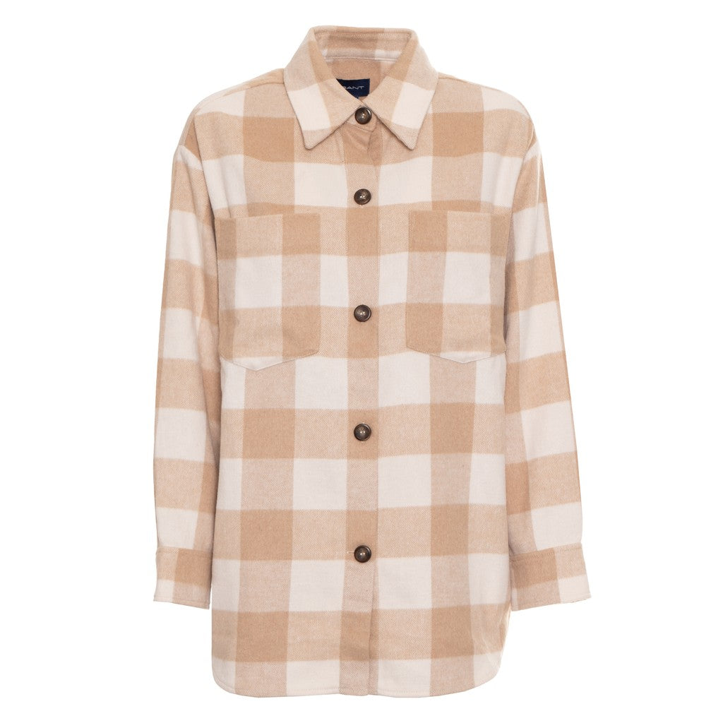 Gant Geruit overhemd Dames – Beige