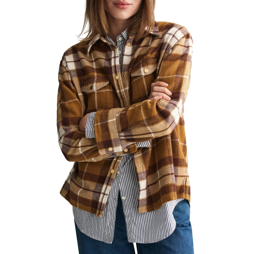 Gant Geruit overhemd Dames – Beige