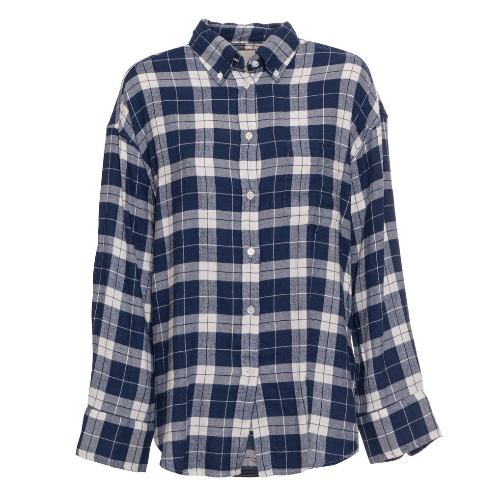 Gant Geruit overhemd Dames – Marineblauw / Wit
