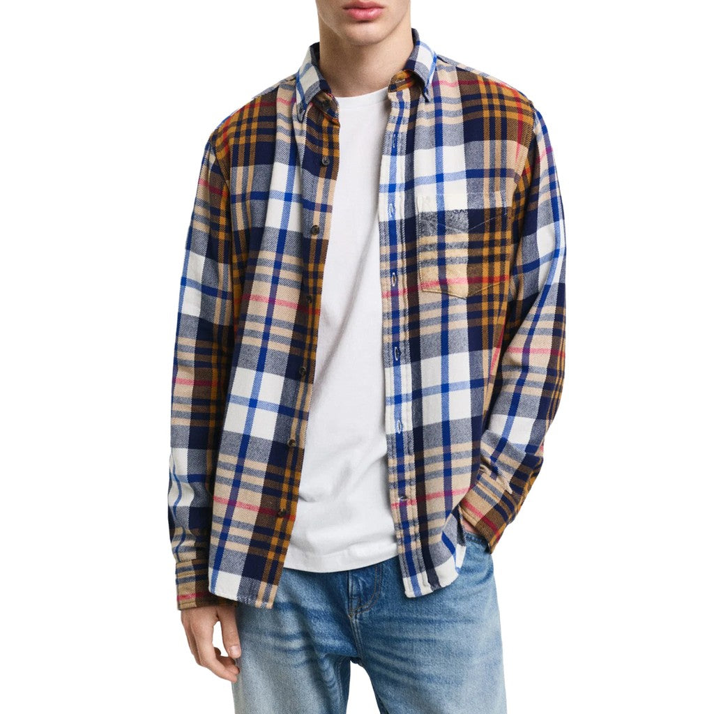 Gant Geruit overhemd Heren – Beige