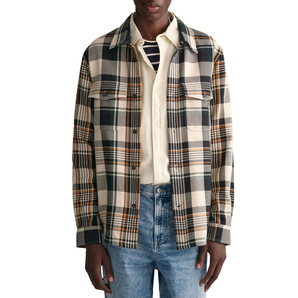 Gant Geruit overhemd Heren – Beige / Zwart