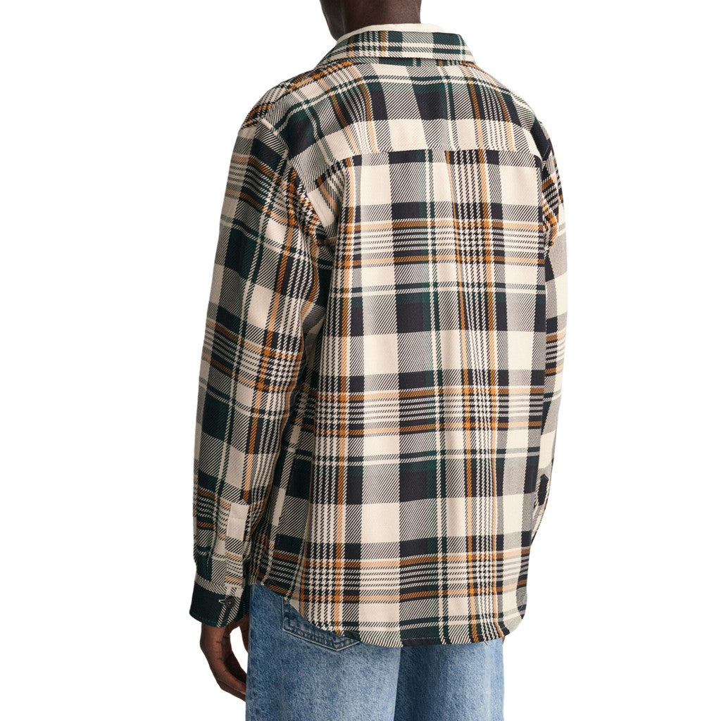 Gant Geruit overhemd Heren – Beige / Zwart