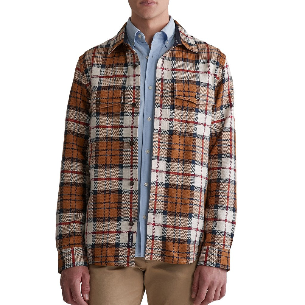 Gant Geruit overhemd Heren – Bruin