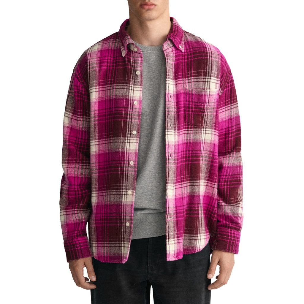 Gant Geruit overhemd Heren – Fuchsia