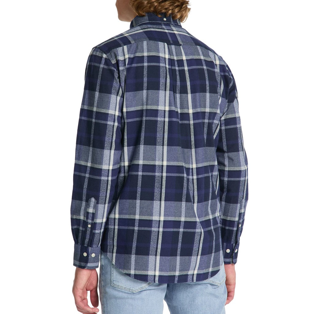 Gant Geruit overhemd Heren – Marineblauw / Wit