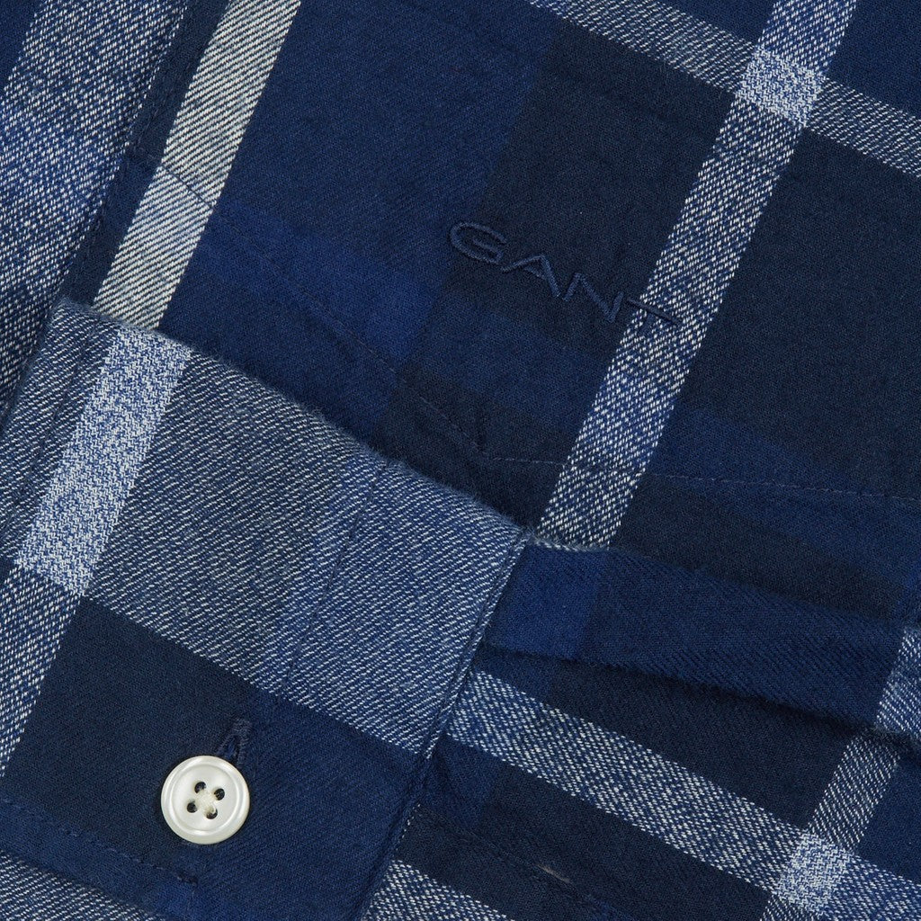 Gant Geruit overhemd Heren – Marineblauw / Wit