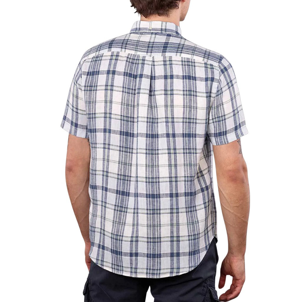 Gant Geruit overhemd met logoborduring – Blauw / Wit