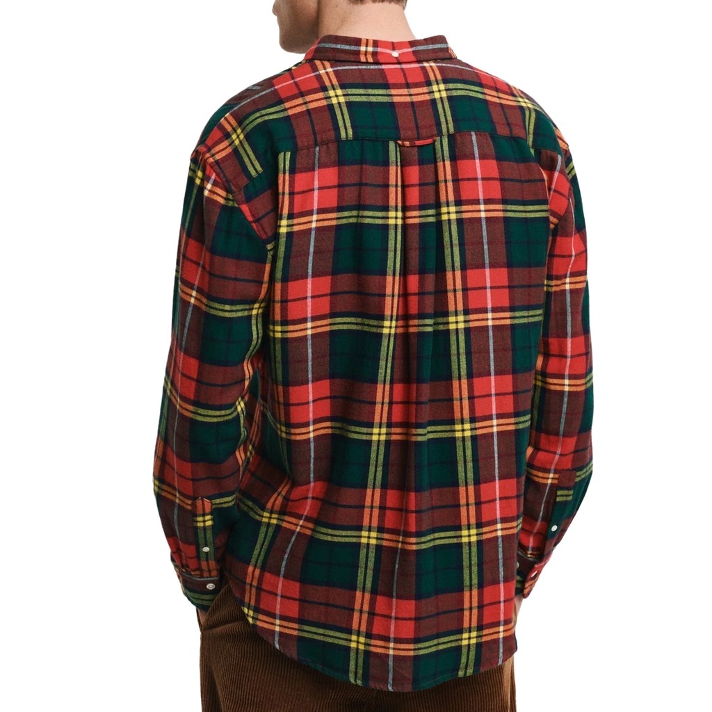 Gant Geruit overhemd met logoborduring – Rood